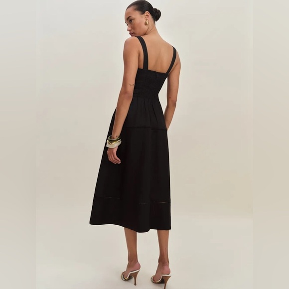 NEW Reformation Everett Sleeveless Linen Embroidered Midi Dress | US 6 UK 10 - Picture 3 of 13